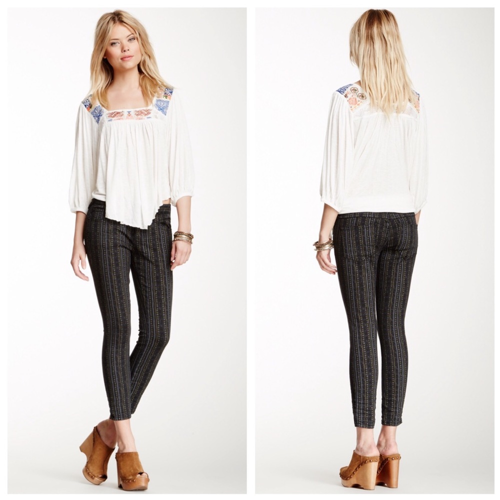 Free People Rotary Geo Stripe Skinny Jean